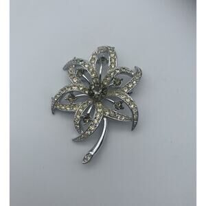 Vintage 1960's SARAH COVENTRY Smoky Rhinestones Silver Tone Brooch Pin